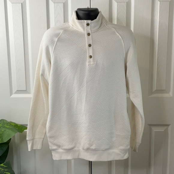Goodfellow & Co  Men's Quilted Snap Pullover
Sweatshirt Ivory Various Sizes - Picture 1 of 13